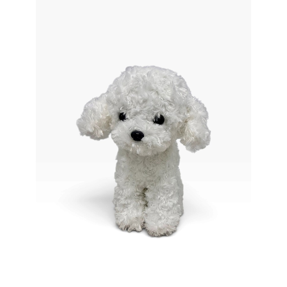Vogtoy White Bichon Frise Plush Dog Stuffed Animal Curly Fur 11 Inch Puppy